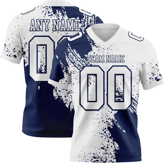 Custom White Navy 3D Pattern Abstract Brush Stroke Mesh Authentic Football Jersey - Sky-Custom