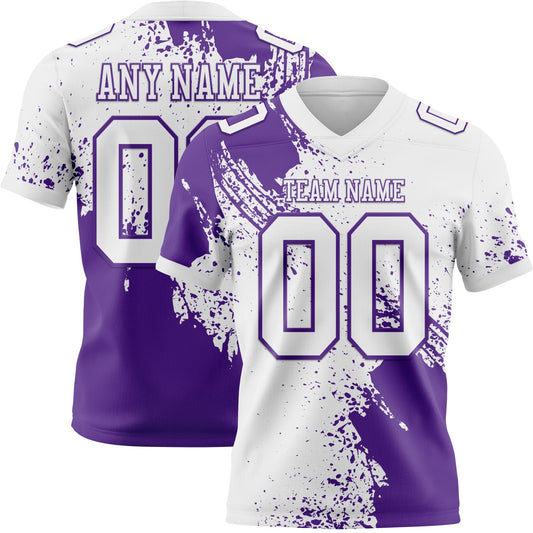 Custom White Purple 3D Pattern Abstract Brush Stroke Mesh Authentic Football Jersey - Sky-Custom