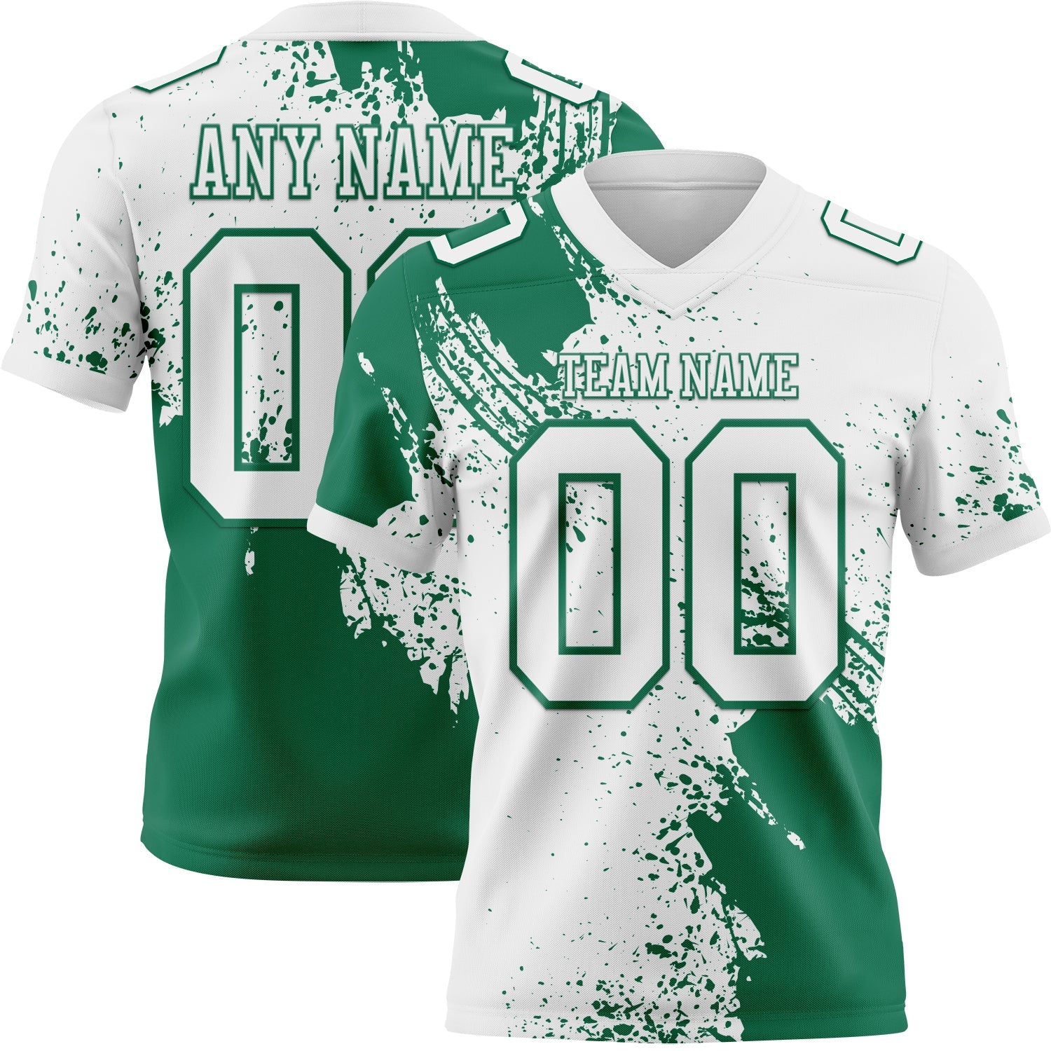 Custom White Kelly Green 3D Pattern Abstract Brush Stroke Mesh Authentic Football Jersey - Sky-Custom