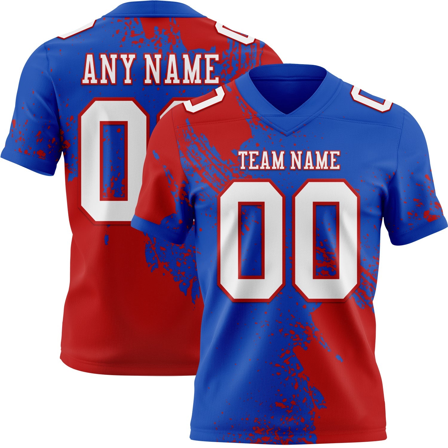 Custom Thunder Blue White-Red 3D Pattern Abstract Brush Stroke Mesh Authentic Football Jersey - Sky-Custom