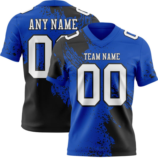Custom Thunder Blue White-Black 3D Pattern Abstract Brush Stroke Mesh Authentic Football Jersey - Sky-Custom