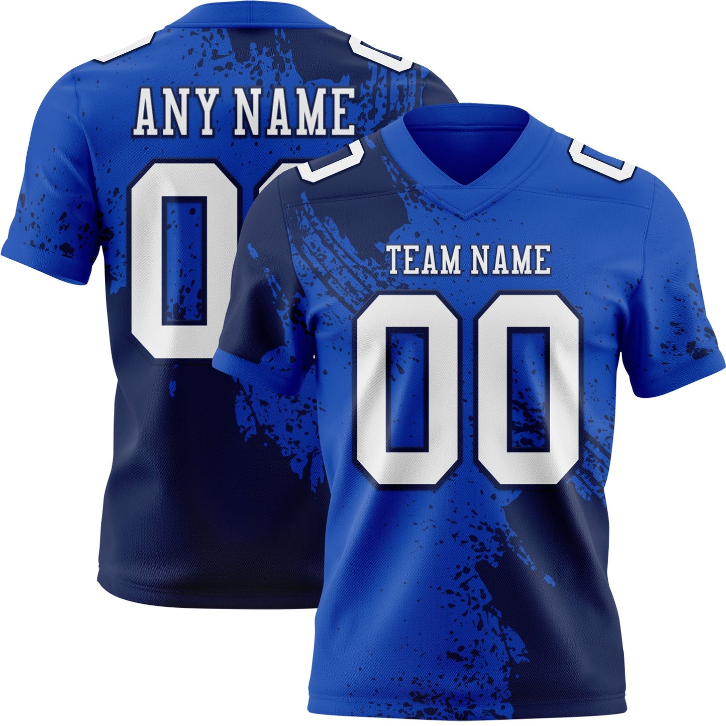 Custom Thunder Blue White-Navy 3D Pattern Abstract Brush Stroke Mesh Authentic Football Jersey - Sky-Custom