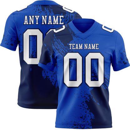 Custom Thunder Blue White-Navy 3D Pattern Abstract Brush Stroke Mesh Authentic Football Jersey - Sky-Custom