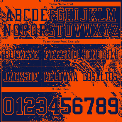 Custom Navy Orange 3D Pattern Abstract Brush Stroke Mesh Authentic Football Jersey - Sky-Custom