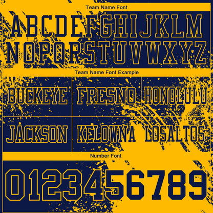 Custom Navy Gold 3D Pattern Abstract Brush Stroke Mesh Authentic Football Jersey - Sky-Custom