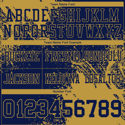 Custom Navy Old Gold 3D Pattern Abstract Brush Stroke Mesh Authentic Football Jersey - Sky-Custom