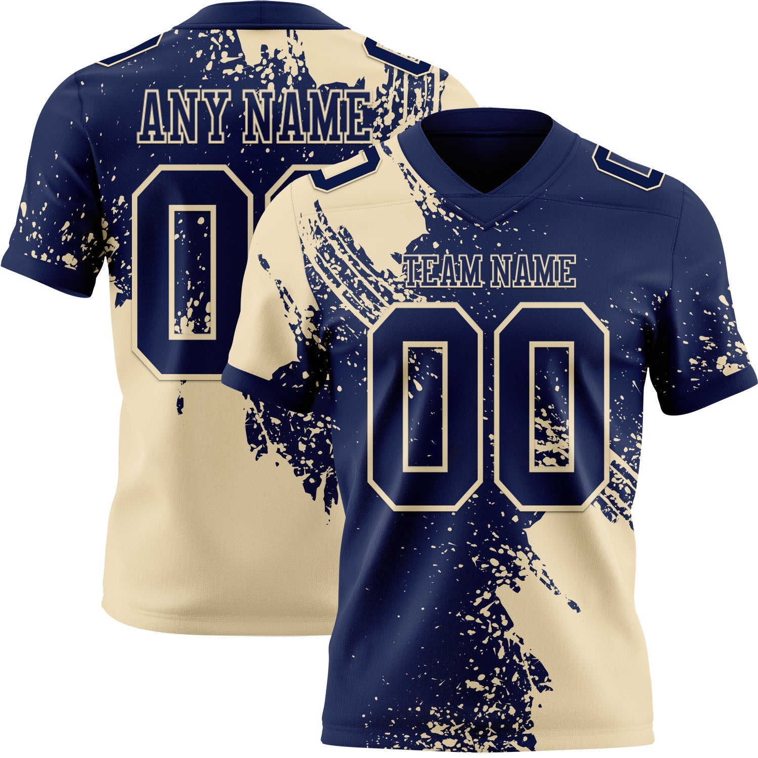 Custom Navy Cream 3D Pattern Abstract Brush Stroke Mesh Authentic Football Jersey - Sky-Custom