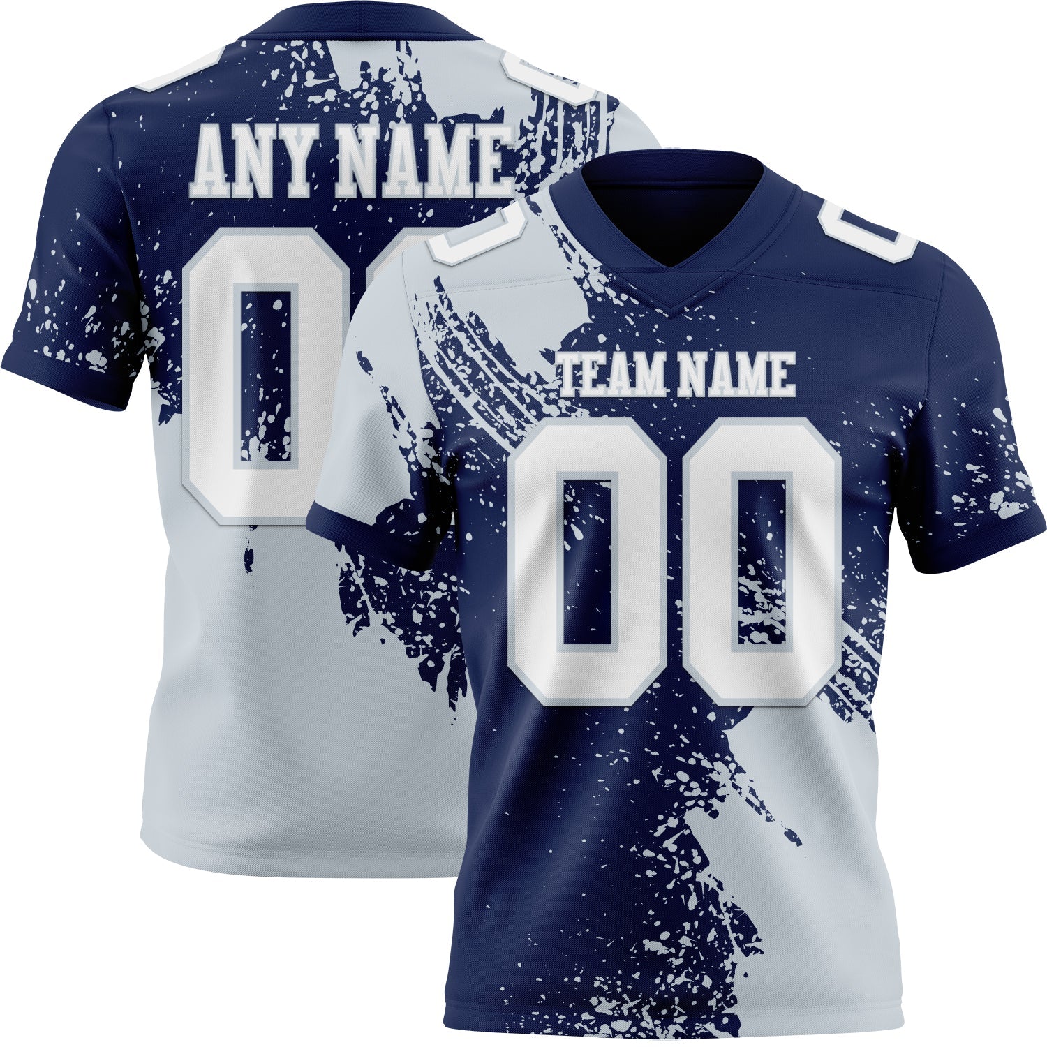 Custom Navy White-Silver 3D Pattern Abstract Brush Stroke Mesh Authentic Football Jersey - Sky-Custom
