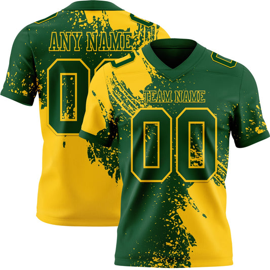 Custom Green Yellow 3D Pattern Abstract Brush Stroke Mesh Authentic Football Jersey - Sky-Custom