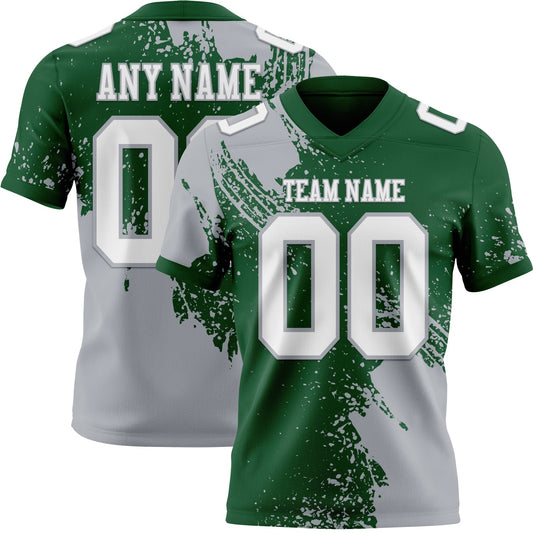 Custom Green White-Gray 3D Pattern Abstract Brush Stroke Mesh Authentic Football Jersey - Sky-Custom