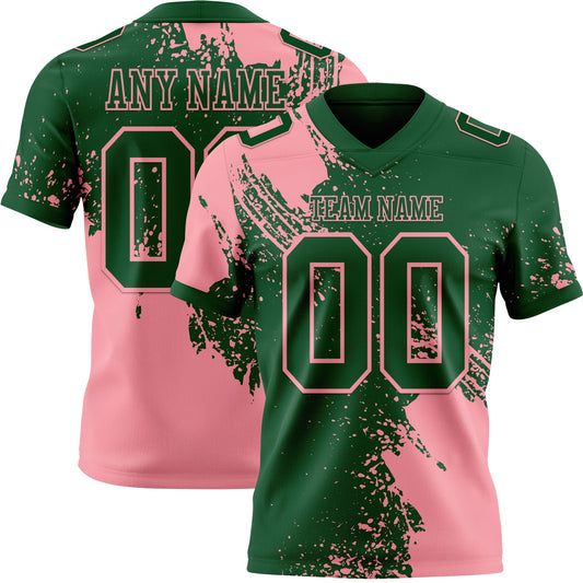 Custom Green Medium Pink 3D Pattern Abstract Brush Stroke Mesh Authentic Football Jersey - Sky-Custom