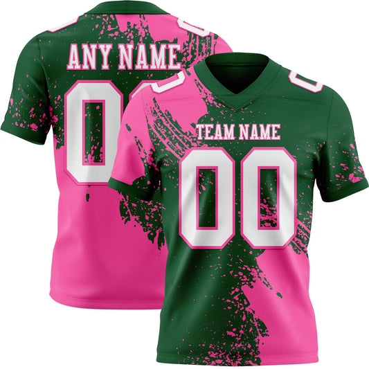 Custom Green White-Pink 3D Pattern Abstract Brush Stroke Mesh Authentic Football Jersey - Sky-Custom