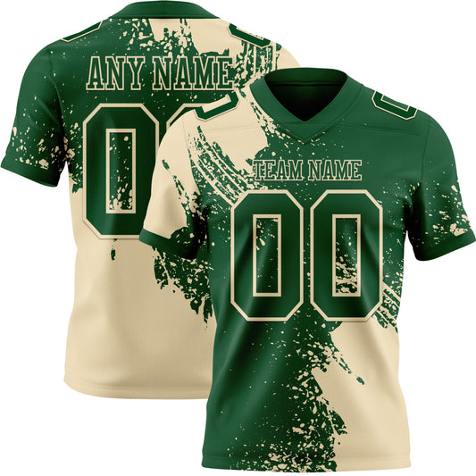 Custom Green Cream 3D Pattern Abstract Brush Stroke Mesh Authentic Football Jersey - Sky-Custom