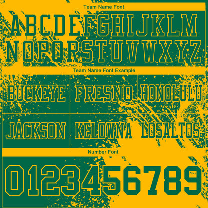 Custom Kelly Green Gold 3D Pattern Abstract Brush Stroke Mesh Authentic Football Jersey - Sky-Custom