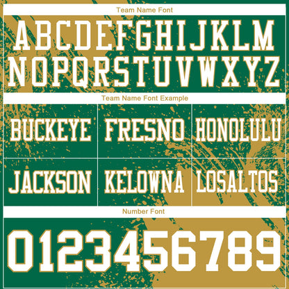 Custom Kelly Green White-Old Gold 3D Pattern Abstract Brush Stroke Mesh Authentic Football Jersey - Sky-Custom
