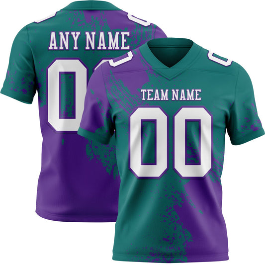 Custom Teal White-Purple 3D Pattern Abstract Brush Stroke Mesh Authentic Football Jersey - Sky-Custom