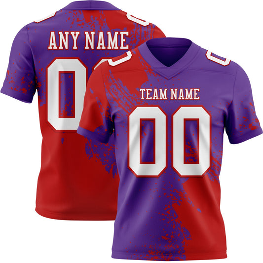 Custom Purple White-Red 3D Pattern Abstract Brush Stroke Mesh Authentic Football Jersey - Sky-Custom