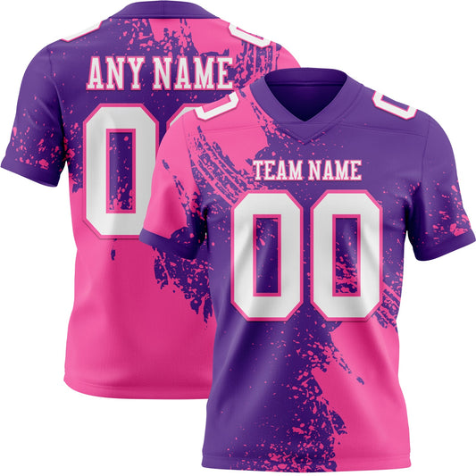 Custom Purple White-Pink 3D Pattern Abstract Brush Stroke Mesh Authentic Football Jersey - Sky-Custom