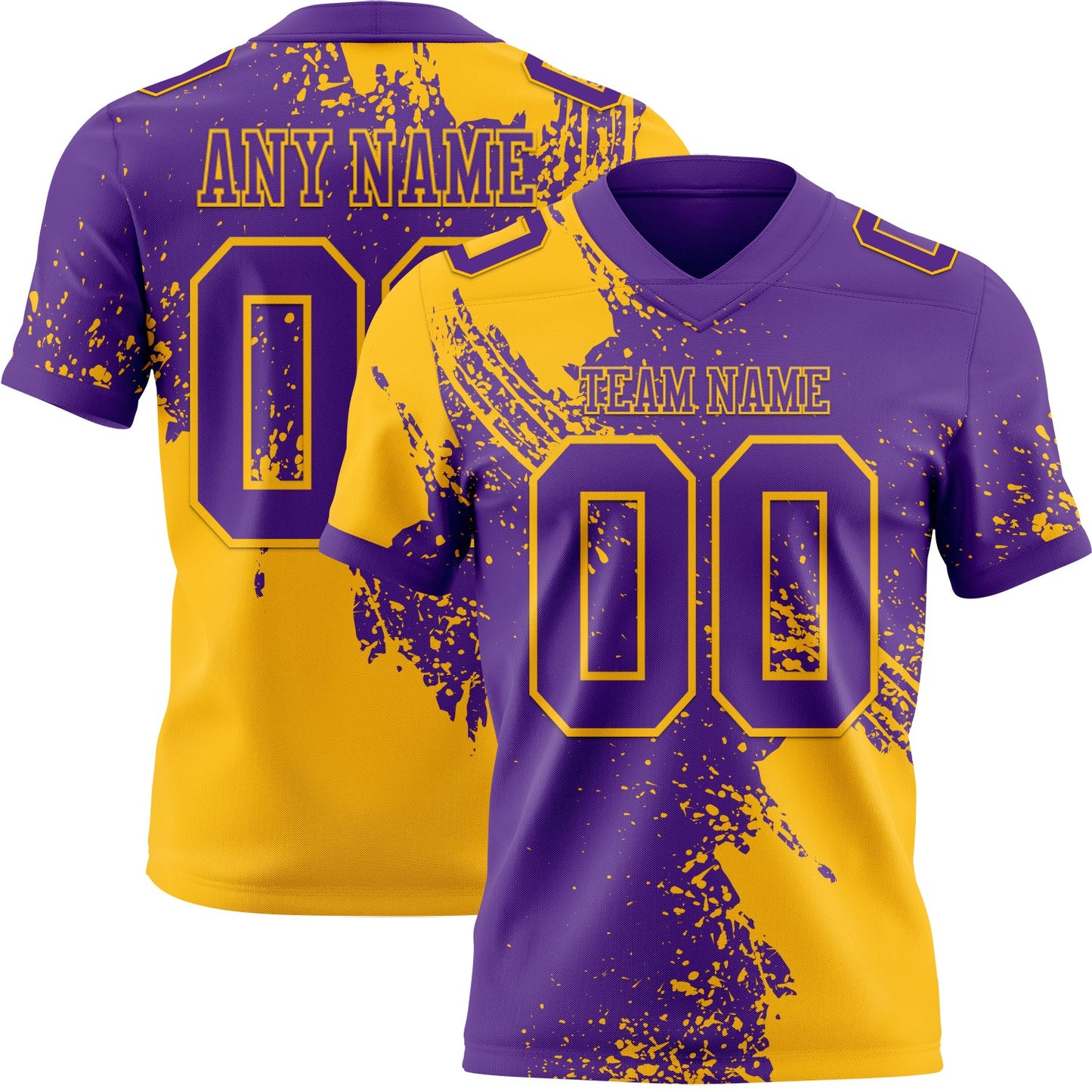 Custom Purple Gold 3D Pattern Abstract Brush Stroke Mesh Authentic Football Jersey - Sky-Custom