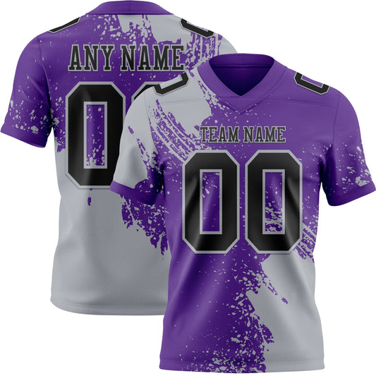 Custom Purple Black-Gray 3D Pattern Abstract Brush Stroke Mesh Authentic Football Jersey - Sky-Custom
