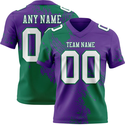 Custom Purple White-Kelly Green 3D Pattern Abstract Brush Stroke Mesh Authentic Football Jersey - Sky-Custom