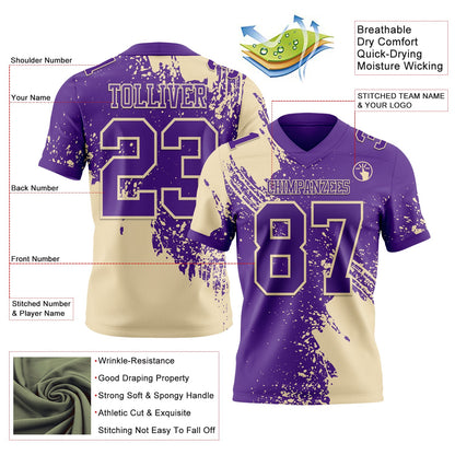 Custom Purple Cream 3D Pattern Abstract Brush Stroke Mesh Authentic Football Jersey - Sky-Custom