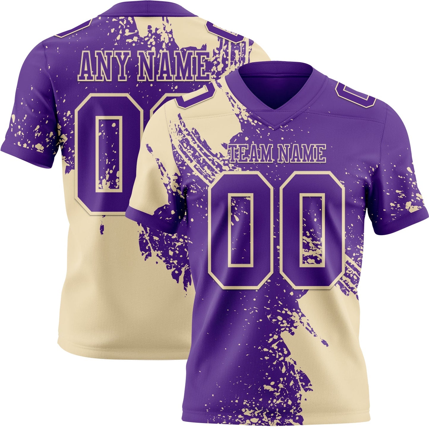 Custom Purple Cream 3D Pattern Abstract Brush Stroke Mesh Authentic Football Jersey - Sky-Custom