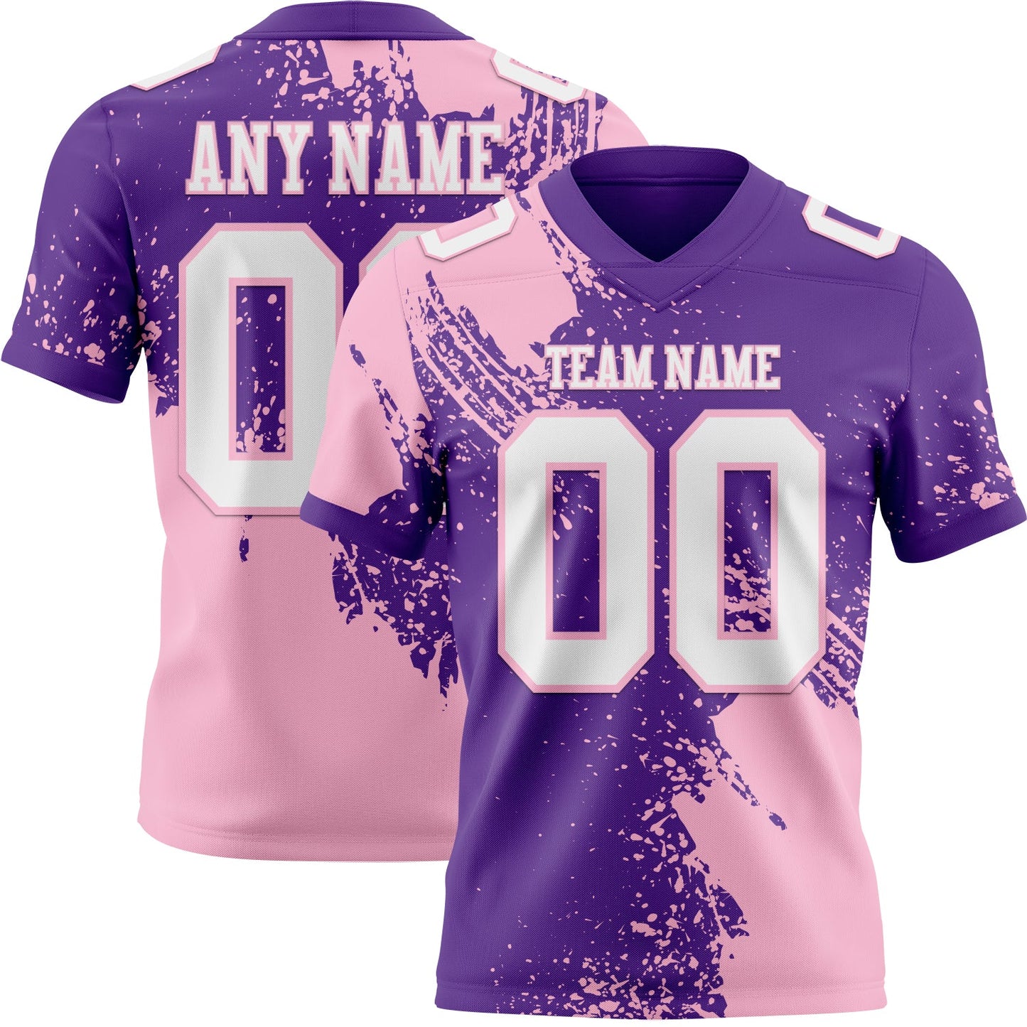 Custom Purple White-Light Pink 3D Pattern Abstract Brush Stroke Mesh Authentic Football Jersey - Sky-Custom