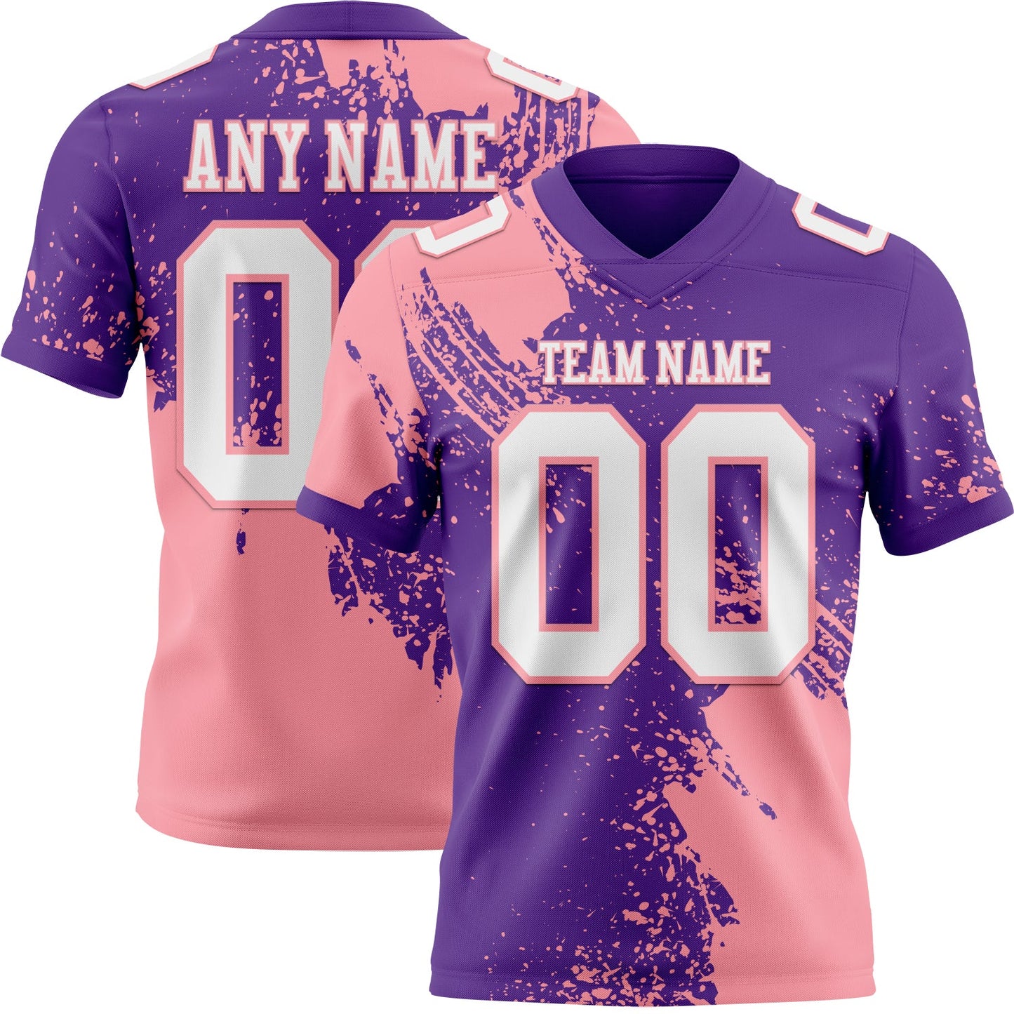 Custom Purple White-Medium Pink 3D Pattern Abstract Brush Stroke Mesh Authentic Football Jersey - Sky-Custom