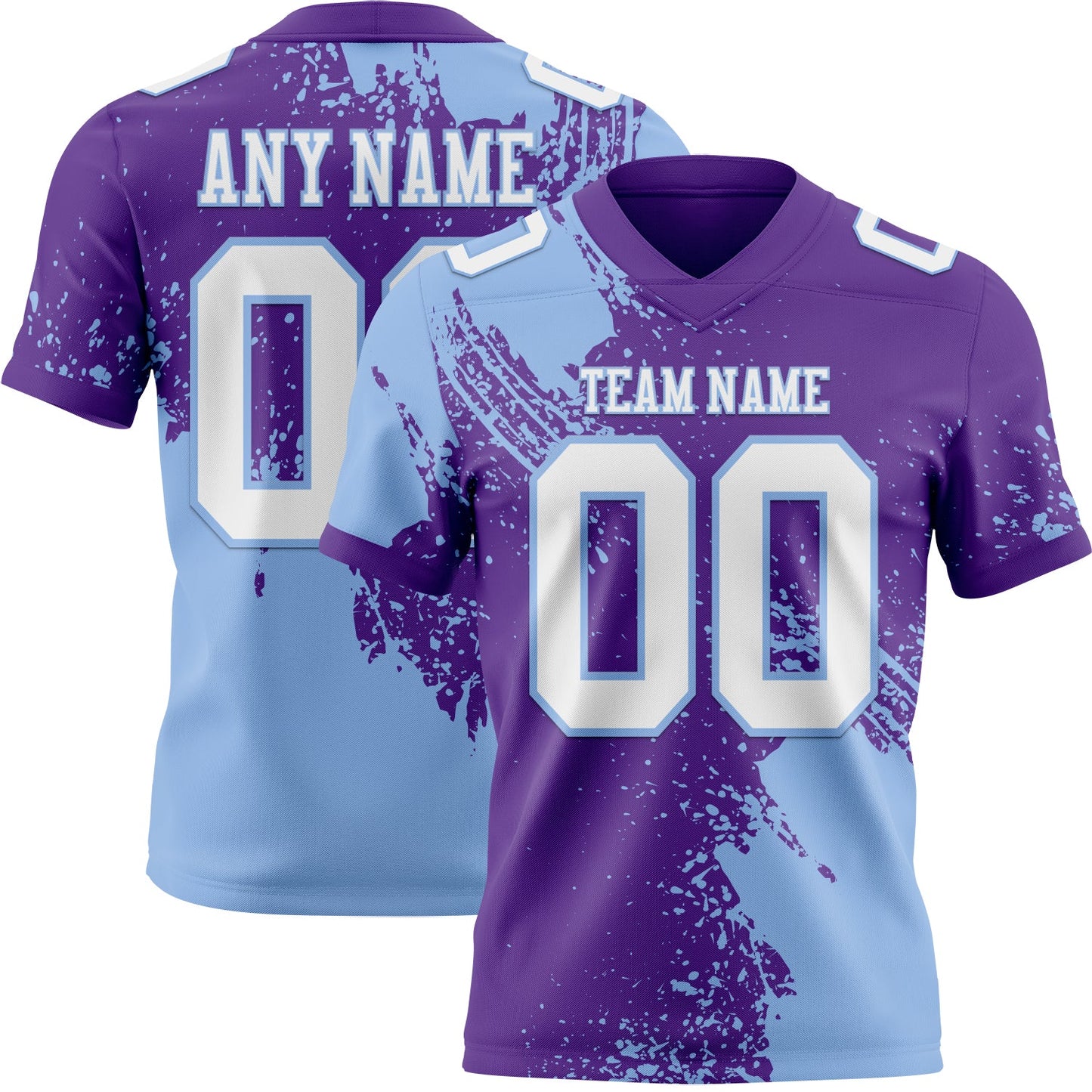 Custom Purple White-Light Blue 3D Pattern Abstract Brush Stroke Mesh Authentic Football Jersey - Sky-Custom