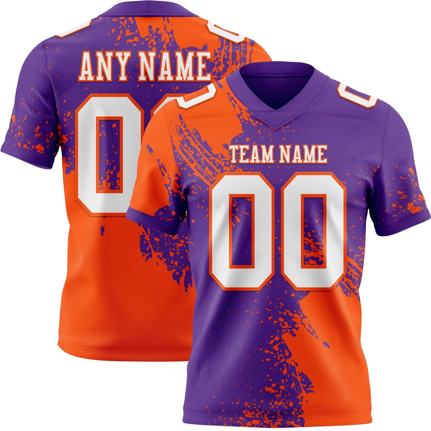 Custom Purple White-Orange 3D Pattern Abstract Brush Stroke Mesh Authentic Football Jersey - Sky-Custom