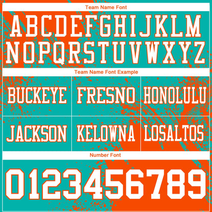 Custom Aqua White-Orange 3D Pattern Abstract Brush Stroke Mesh Authentic Football Jersey - Sky-Custom