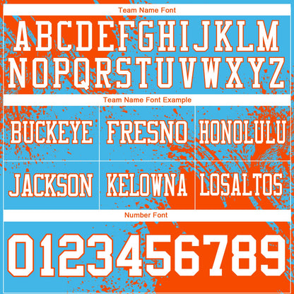 Custom Sky Blue White-Orange 3D Pattern Abstract Brush Stroke Mesh Authentic Football Jersey - Sky-Custom