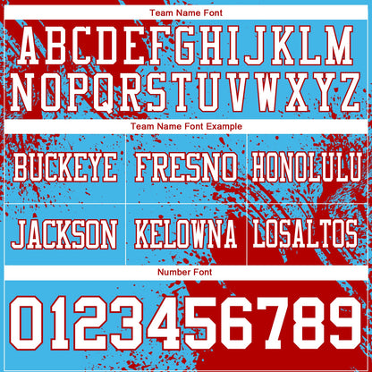 Custom Sky Blue White-Red 3D Pattern Abstract Brush Stroke Mesh Authentic Football Jersey - Sky-Custom