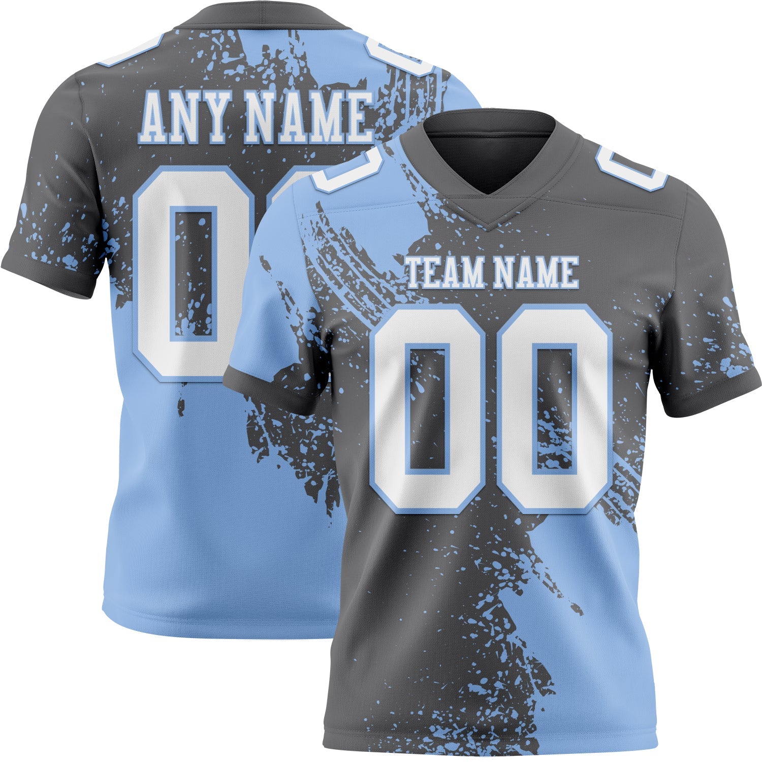 Custom Steel Gray White-Light Blue 3D Pattern Abstract Brush Stroke Mesh Authentic Football Jersey - Sky-Custom