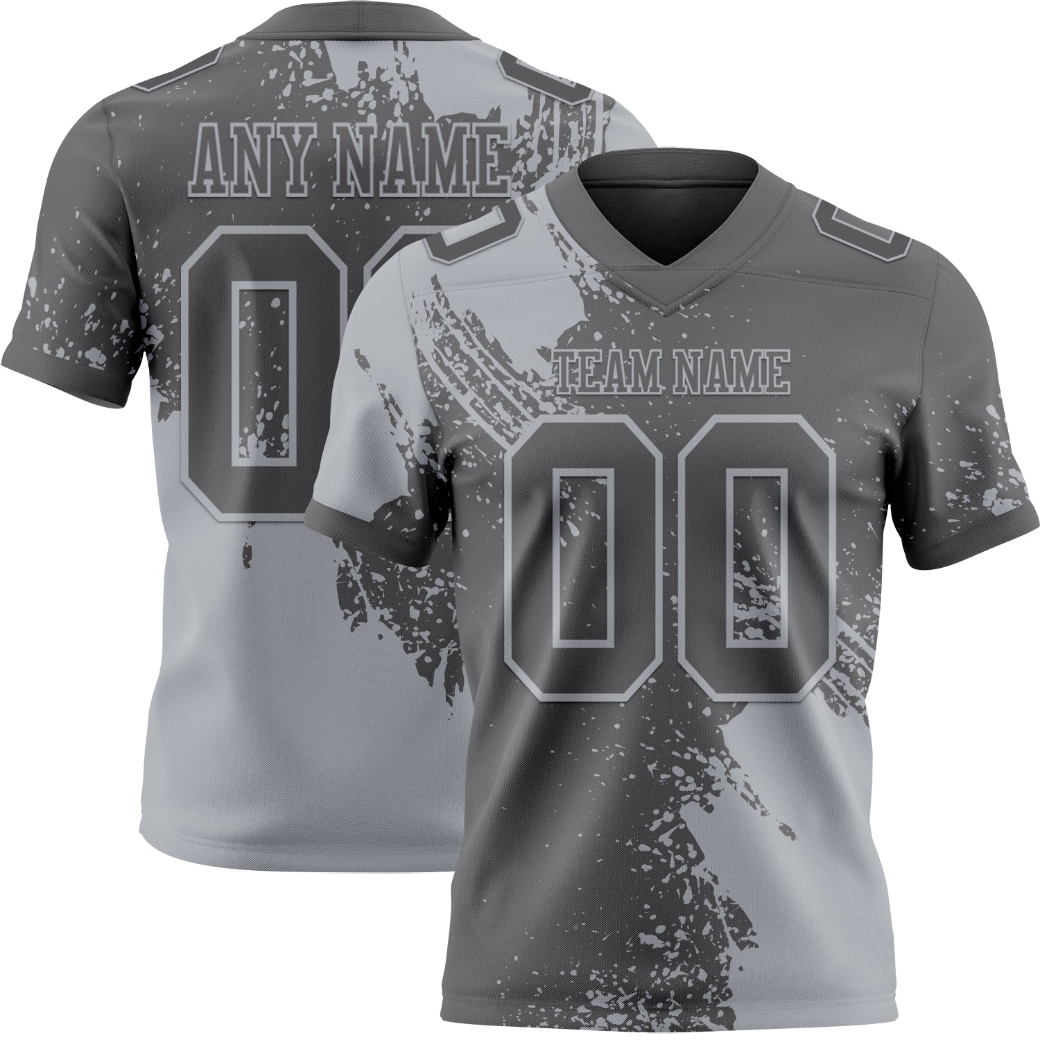 Custom Steel Gray Gray 3D Pattern Abstract Brush Stroke Mesh Authentic Football Jersey - Sky-Custom