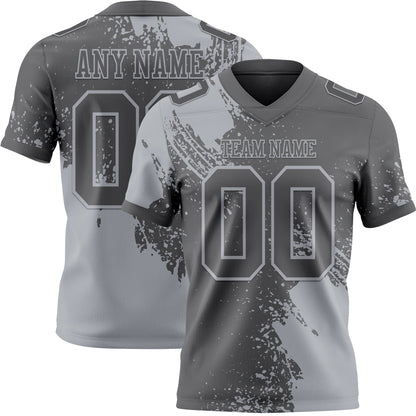 Custom Steel Gray Gray 3D Pattern Abstract Brush Stroke Mesh Authentic Football Jersey - Sky-Custom