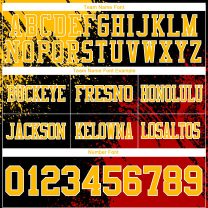 Custom Black Gold Red-White 3D Pattern Abstract Brush Stroke Mesh Authentic Football Jersey - Sky-Custom