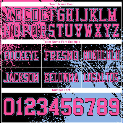Custom Black Pink-Light Blue 3D Pattern Abstract Brush Stroke Mesh Authentic Football Jersey - Sky-Custom