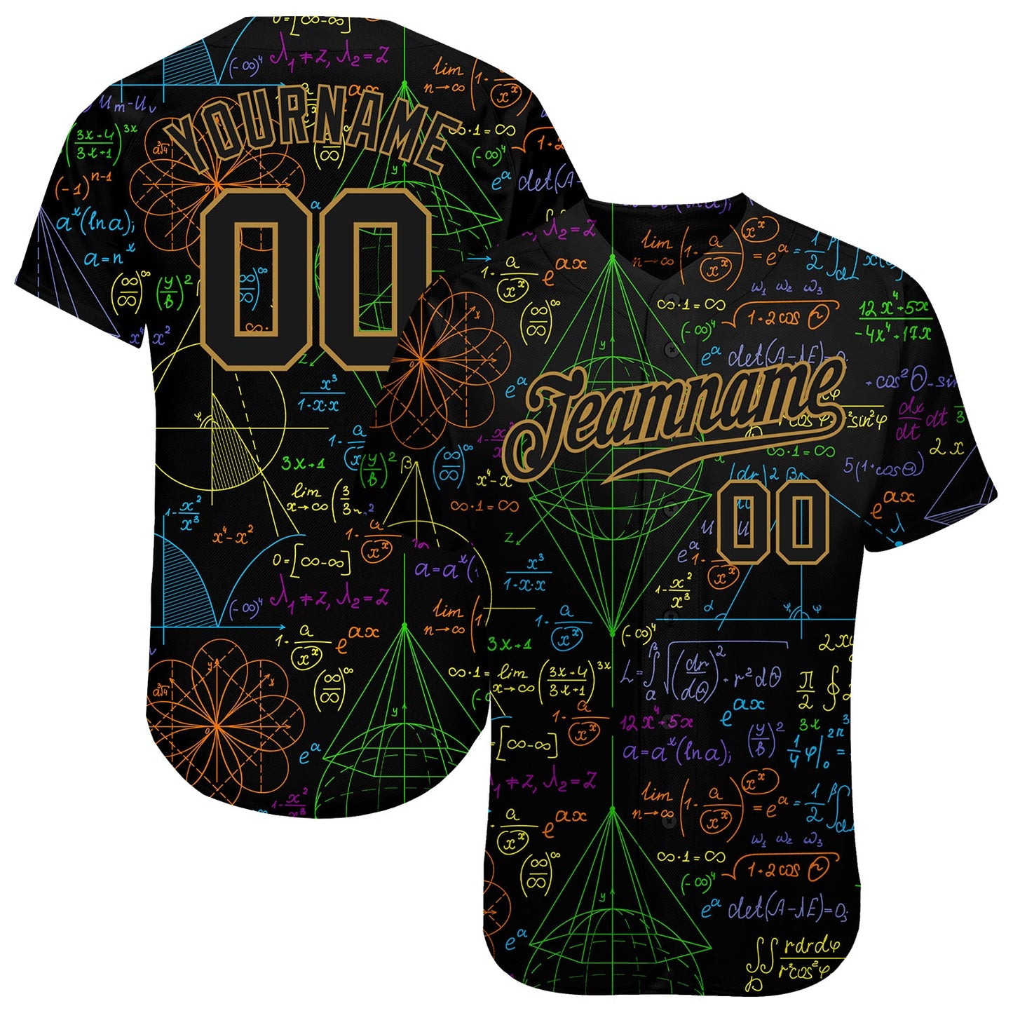 Custom 3D Pattern Design Math Authentic Baseball Jersey - Sky-Custom