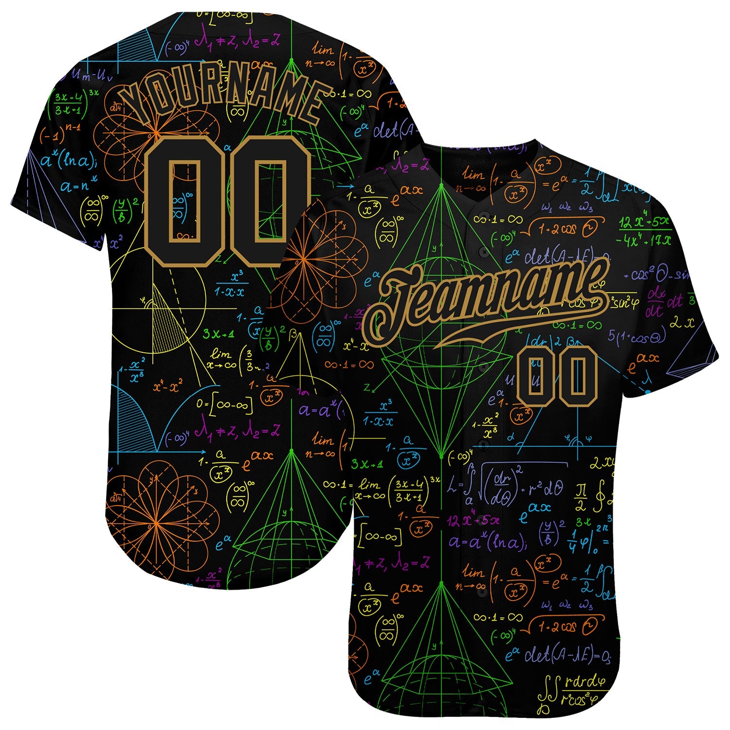 Custom 3D Pattern Design Math Authentic Baseball Jersey - Sky-Custom