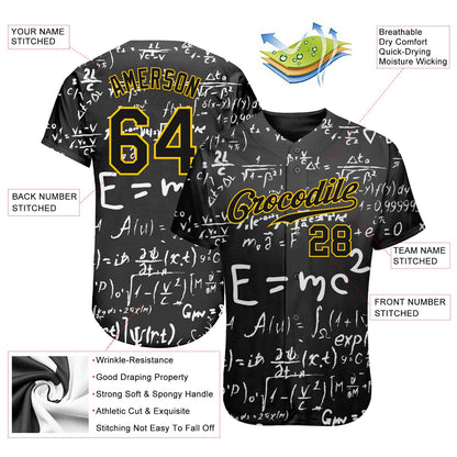 Custom 3D Pattern Design Math Authentic Baseball Jersey - Sky-Custom