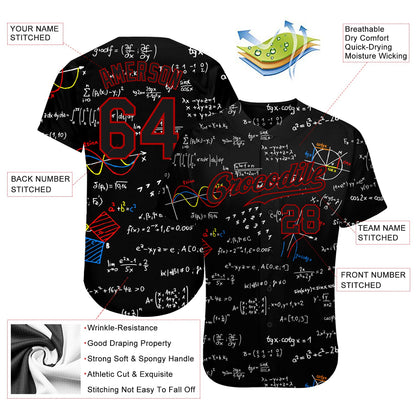 Custom 3D Pattern Design Math Authentic Baseball Jersey - Sky-Custom