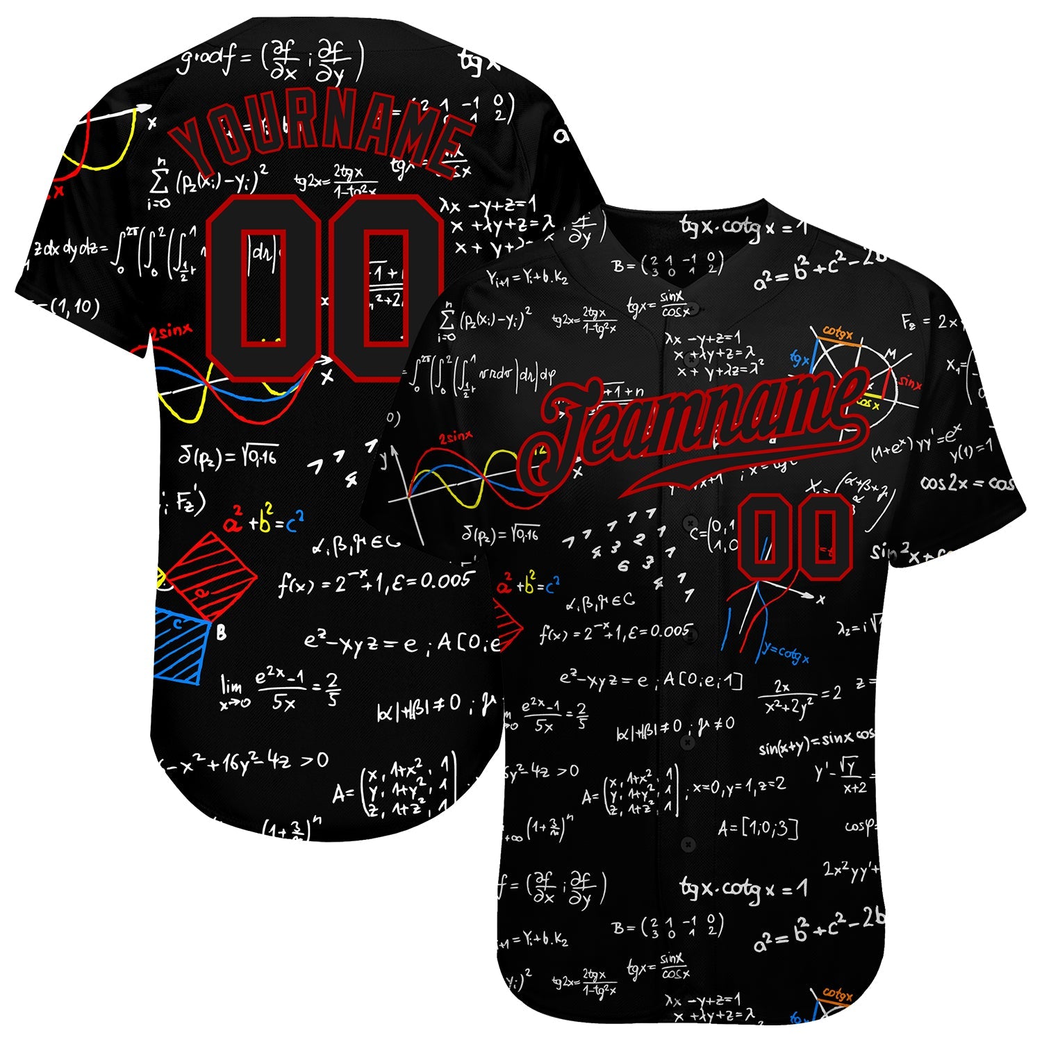 Custom 3D Pattern Design Math Authentic Baseball Jersey - Sky-Custom