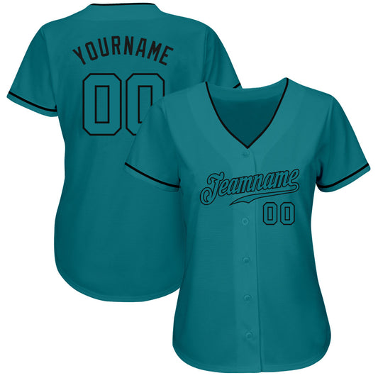 Custom Teal Teal-Black Authentic Baseball Jersey - Sky-Custom