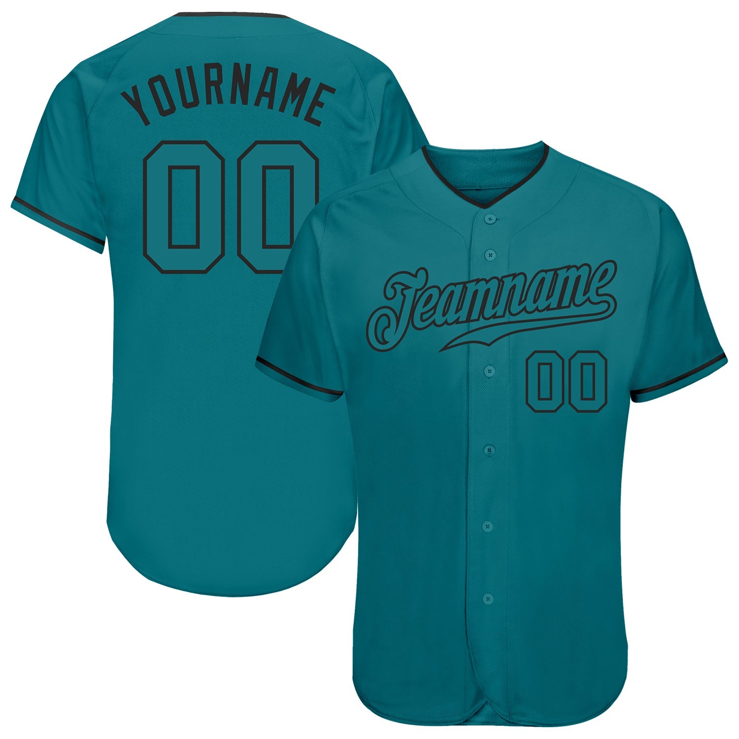 Custom Teal Teal-Black Authentic Baseball Jersey - Sky-Custom