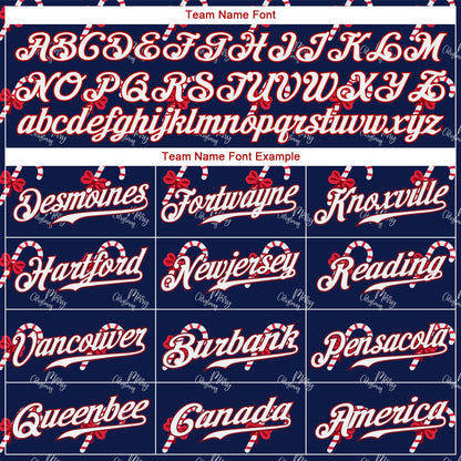 Custom Navy Red-White Christmas 3D Authentic Baseball Jersey - Sky-Custom