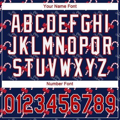 Custom Navy Red-White Christmas 3D Authentic Baseball Jersey - Sky-Custom