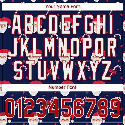 Custom Navy Red-White Christmas 3D Authentic Baseball Jersey - Sky-Custom