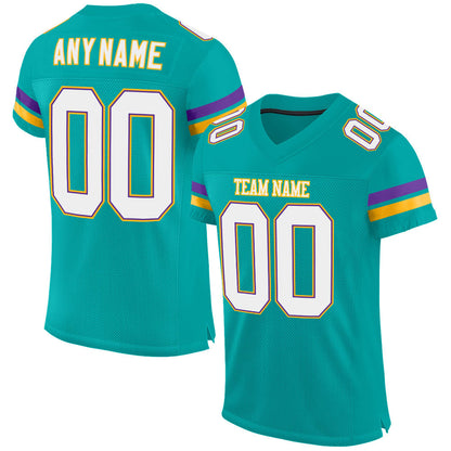 Custom Aqua White-Purple Mesh Authentic Football Jersey - Sky-Custom